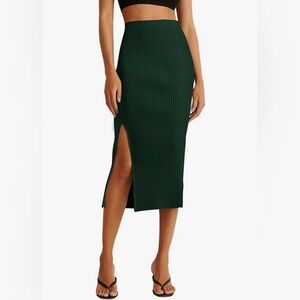 NWT V28 Side Split Midi High Waist Stretchy Ribbed Bodycon Knit Pencil Skirt XXL
